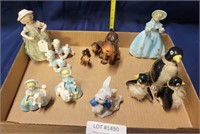 FLAT BOX OF VTG. DOG THEME CERAMIC FIGURINES