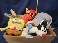 BOX OF CARTOON/CHARACTER PLUSH TOYS