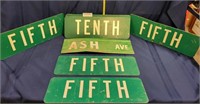 7 RETIRED DOUBLE-SIDED STREET SIGNS