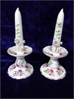 Pair of Porcelain Candles and Candle Holders
