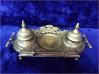 Fantastic Victorian Brass Double Inkwell with