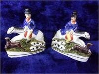 Dashing Staffordshire Equestrian Figurines