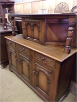 Cathedral Carved Oak Court Cabinet