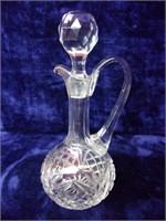 Cut Crystal Decanter with Applied Handle and
