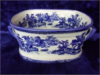 Amazing Heavy Blue and White Porcelain Foot Bath
