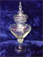 Elegant Clear Glass Lidded and Footed Urn