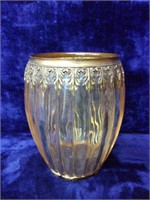 Large Lucite Vase with Gilt Trim