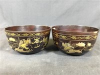 2 Laquered Silk Finger Bowls