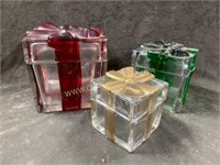 Glass Christmas Gift Covered Candy Bowls