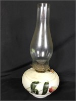 Hand Paint Milk Glass Oil Lamp