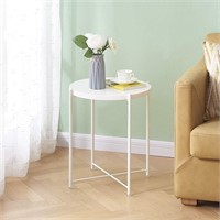 Ovicar Round Side Table, White