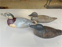 3 Antique Wooden Duck Decoys