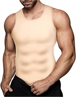 Eleady Men's Slimming Body Undershirt, Large Beige