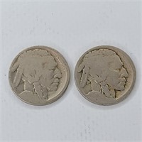 Two Buffalo Nickles US Coins - Pair