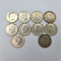 10 - US Kennedy Half Dollars Silver - Post 1964