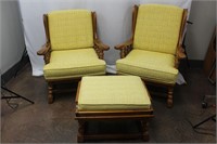 Vintage Ethan Allen Chairs & Ottoman