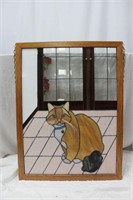 Vintage Stained Glass 3D Cat Art