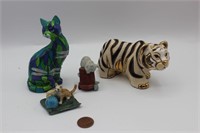Ceramic Cat and Tiger Figurines