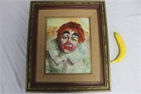 Vintage T. West Clown Oil Painting