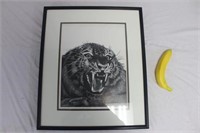 Vintage PIA Signed & Framed Tiger Print