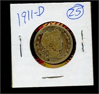 Barber Quarter 1911 D