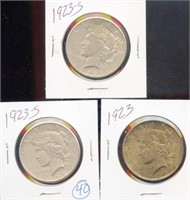 (3) Peace Silver Dollars Various Dates - See PIcs