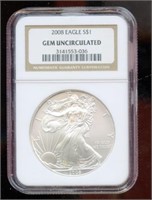 American Silver Eagle 2008 GEM UNC NGC