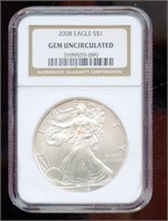 American Silver Eagle 2008 GEM UNC NGC