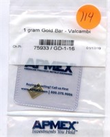 1 Gram .9999 Gold Bar Valcambi