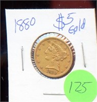 Liberty Head Half Eagle 1880 $5.00 Gold