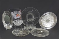 Pressed, Frosted & Silver Plate Condiment Trays