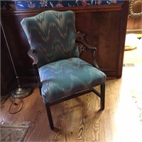 GREEN FLAME STITCHED ARM CHAIR #2