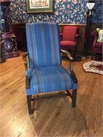 Blue Stripped Fabric Arm Chair