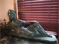 Large Green Marble Oriental Reclining Lady  Heavy