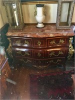 FRENCH GREEN MARBLE TOP BOMBAY CHEST
