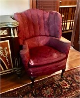RED WING BACK ARM CHAIR  *WARN UPHOLSTRY*