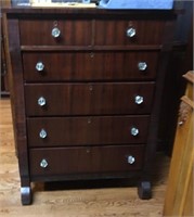 MAHOGANY FIVE DRAWER CHEST OF DRAWERS