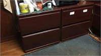 TWO MAHOGANY COLOR FILE CABINETS #1
