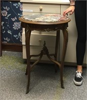 MARBLE TOP ROUND FRENCH STYLE SIDE TABLE
