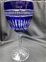 PAIR WATERFORD CRYSTAL GOBLETS BLUE & CLEAR #2