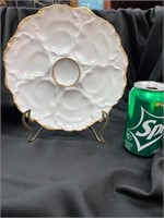 WHITE AND GOLD OYSTER PLATE
