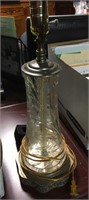 CUT GLASS VASE MADE INTO A LAMP 26" to top of harp