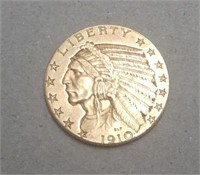 $5.00 Indian Half Eagle Gold 1910