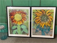 2 Frank Dubek framed sunflower prints -