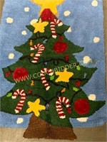 Hand hooked Christmas tree rug