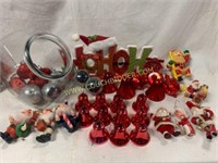 Vintage bell, Santas and many other ornaments