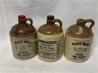 Three 2 tone crock shoulder jugs