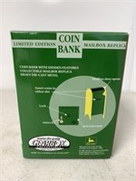John Deere Mailbox Replica Coin Bank NIB