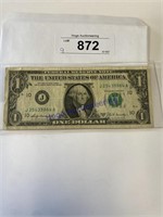 $1 1969B J  FEDERAL RESERVE NOTE