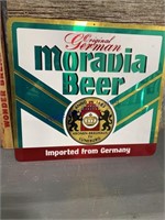 MORAVIA  BEER TIN SIGN-APPROX 12.5"TX14"W